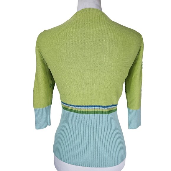 Michael Simon Floral Cardigan Sweater S Multicolor Spun Silk/Cotton Art to Wear - Picture 3 of 11